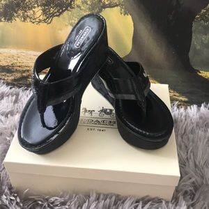 Coach wedge sandals. Jody Crinkle Patent. New